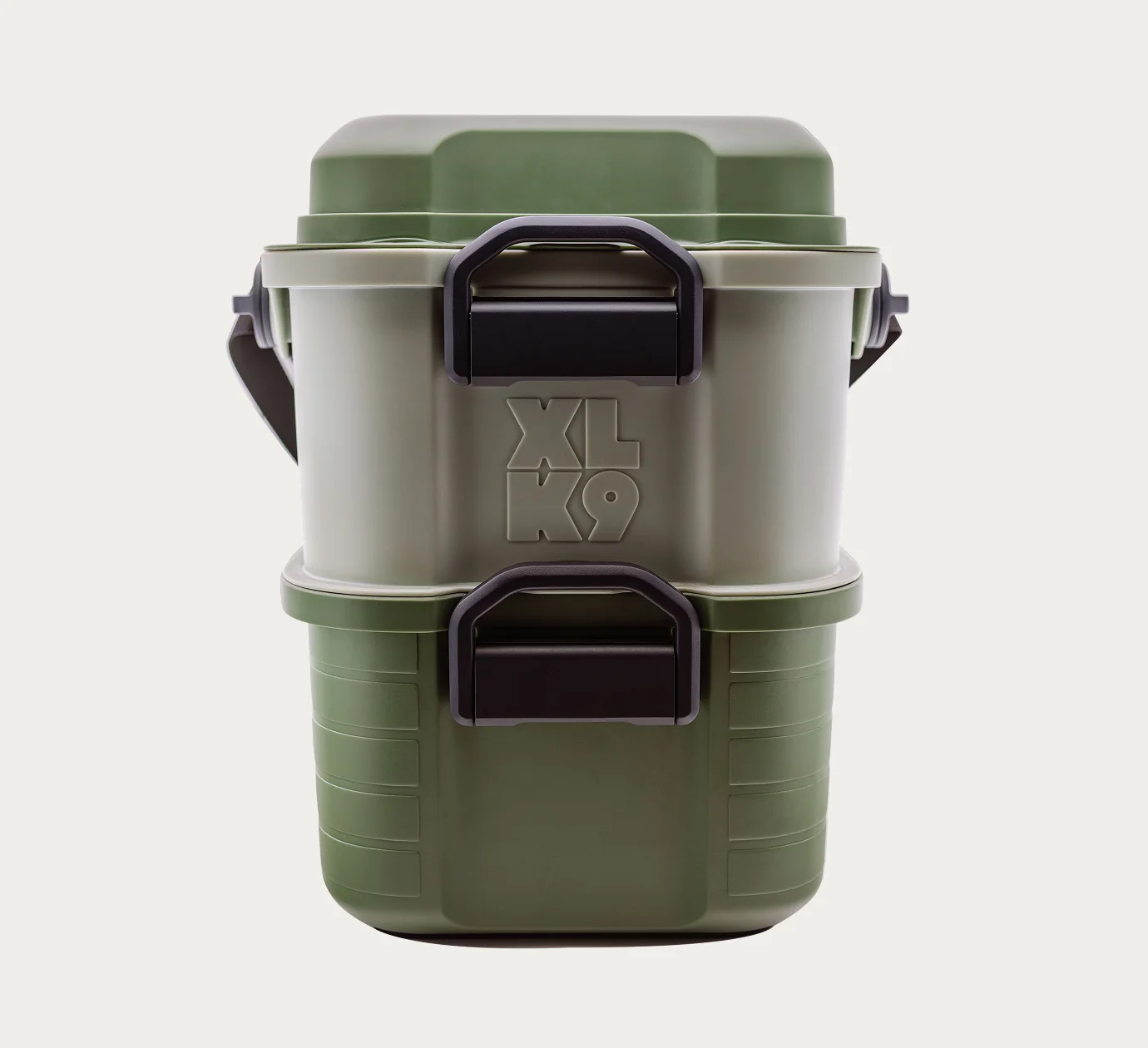 Two Basecamp tiers stacked and locked together.